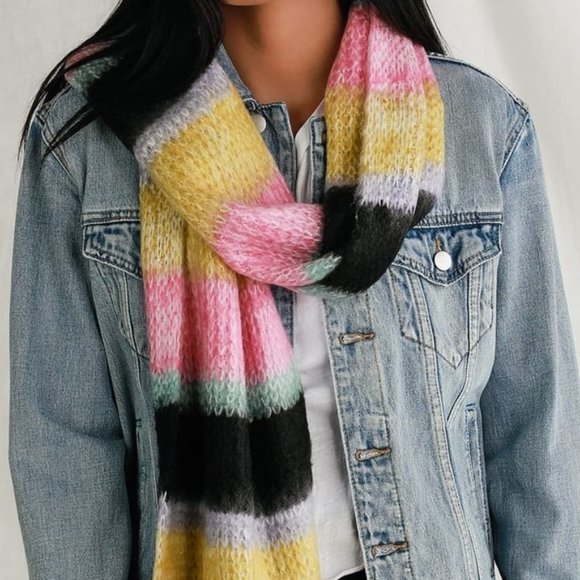 Snow Day Pink Multi Striped Knit Scarf - Picture 3 of 5